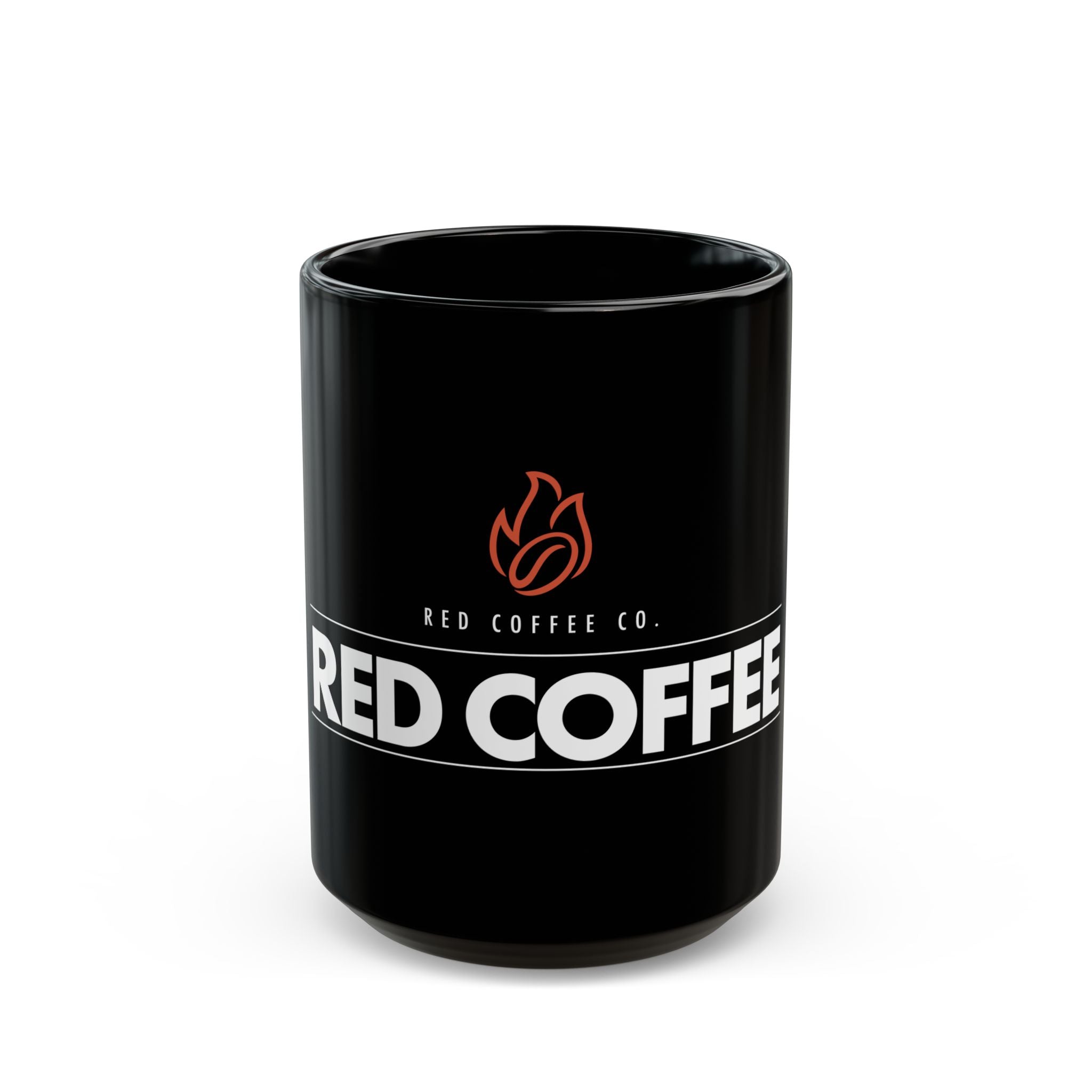 Red Coffee Signature Mug – 15 oz Black Ceramic
